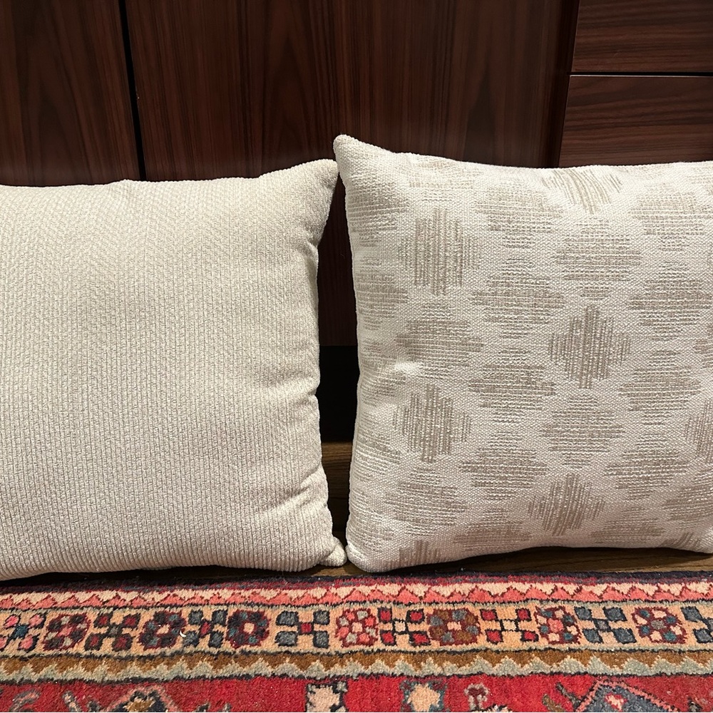 Set of Two Cream and Tan Decorative Couch Pillows